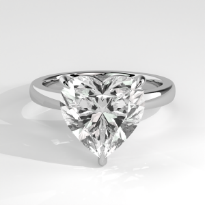 Heart-shaped diamond solitaire ring with three-prong setting and polished band